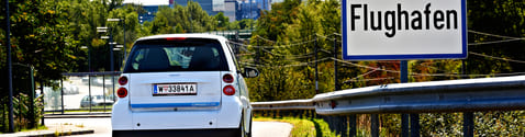 Car2go auf dem Weg von der Innenstadt zum Flughafen Wien